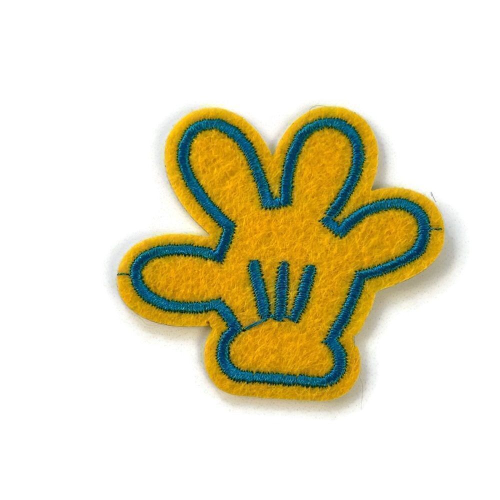 Yellow Mickey Hands Felt Embroidered Patch